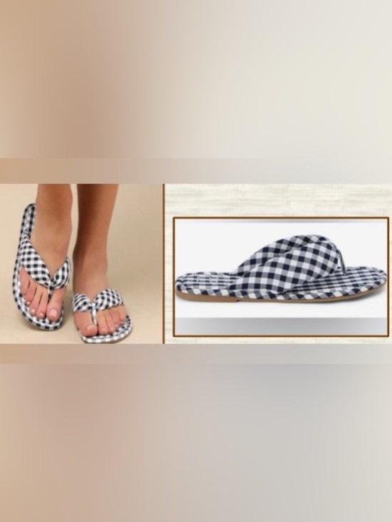 Matisse Shoes - Matisse Beach Collection Navy Blue/White Gingham Slip On Sandals - Size 9